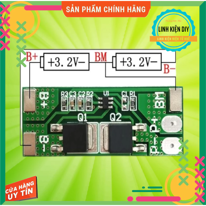 [S044] MẠCH BẢO VỆ PIN 3.2V 2S 6.4V 7.2V XẢ 10A Mạch bảo vệ pin sắt LiFePo4 LiFe mạch bảo vệ sạc pin 32650 BMS