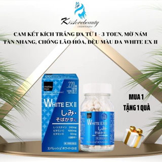 Trắng da White EX viên uống trắng da mặt body mờ nám tàn nhang chống lão hoá nâng từ 2-4 tone da -[Tặng máy]