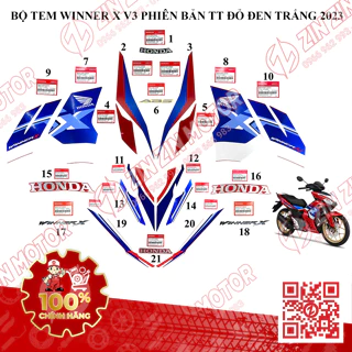 Tem Rời Winner X V3 2022+ Zin Đỏ Đen Trắng 2023 Phiên Bản Thể Thao Chính Hãng