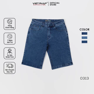 Quần Short Jeans Nam VIỆT PHÁP Chất liệu Jeans Cotton Cao Cấp co giãn, độ bền màu cao 0313