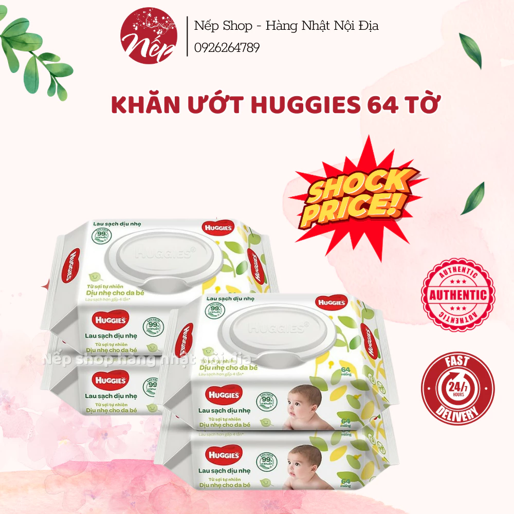 Thùng 12 gói khăn ướt Huggies khăn giấy ướt không mùi cho trẻ sơ sinh (80 tờ)