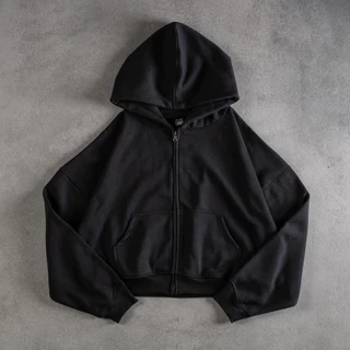 Hoodie BOXY ZIP UP Gori - ĐEN