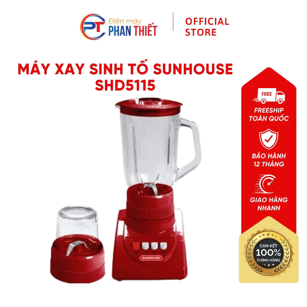 Máy Xay Sinh Tố Sunhouse SHD5115 Thiết Kế Gọn Nhẹ Dễ Sử Dụng Xay Nhiều Loại Thực Phẩm Tiện Lợi Đa Chức Năng