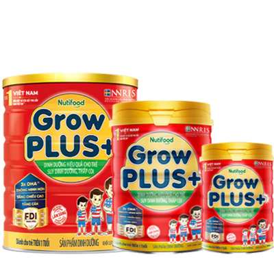 Nutifood Grow Plus đỏ - dinh dưỡng cho trẻ trên 1 tuổi, suy dinh dưỡng, thấp còi