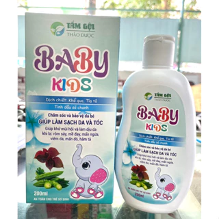 CHAI TẮM GỘI BABY KIDS CHAI 200ML TỪ KHỔ QUA VÀ LÁ TÍA TÔ