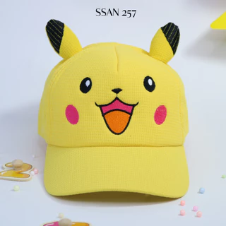 Mũ lưỡi trai PIKACHU cho bé trai bé gái từ 3 đến 6 tuổi vòng đầu 55 cm, Nón kết vải xốp thoáng mát dễ thương