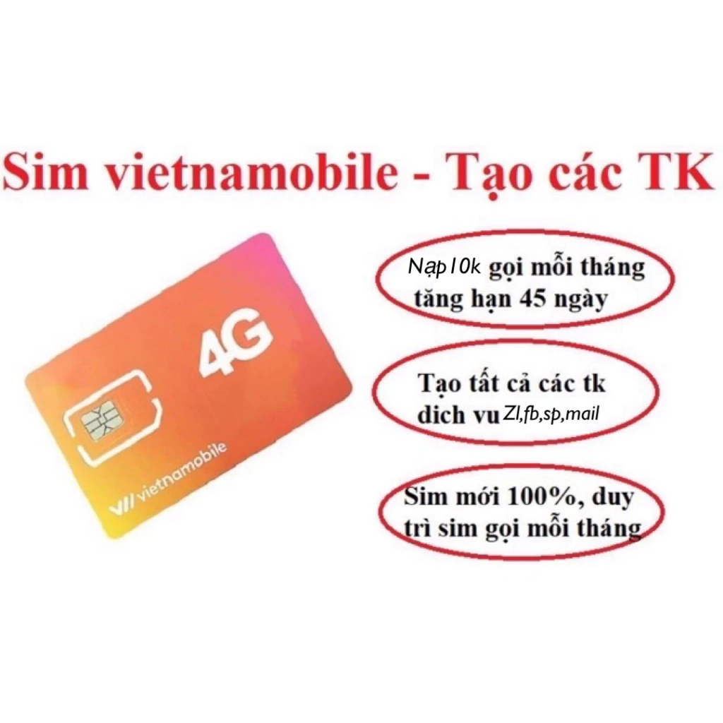 Sim số Vietnamobile Nghe Gọi Sms Hoạt Động 2 Chiều TKC 0đ