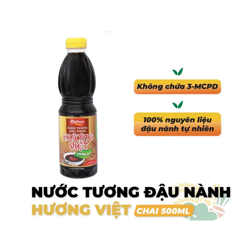 Nước tương đậu nành thanh vị Hương Việt chai 500ml