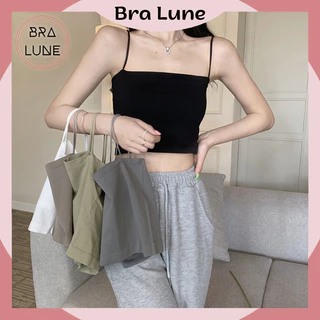 Áo bra nữ cotton co dãn mút mỏng BRALUNE, áo ống nữ sport dây mảnh cá tính mã 603