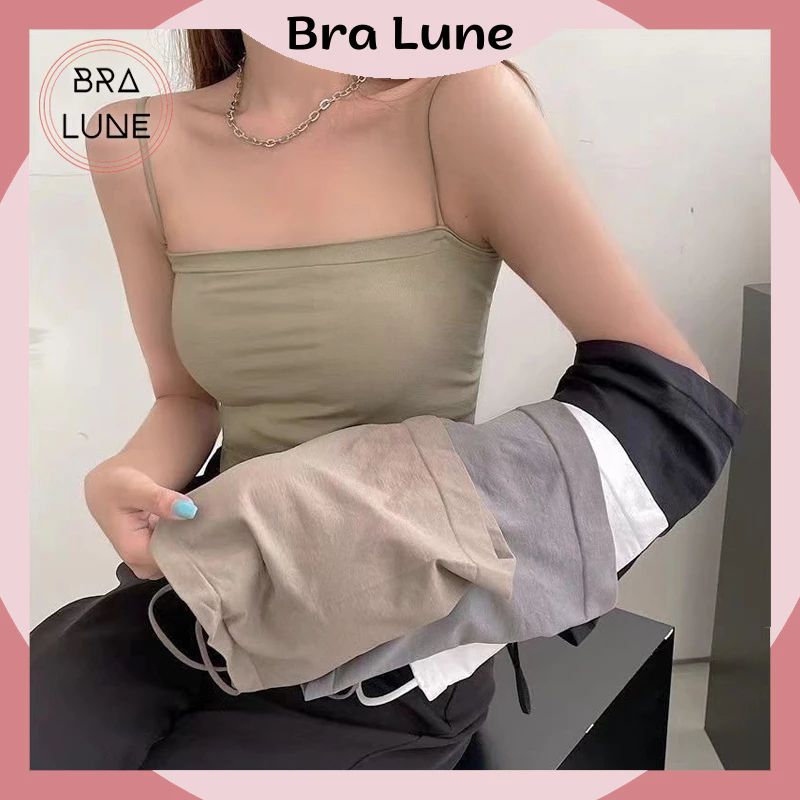 Áo croptop nữ cotton co dãn mút mỏng BRALUNE, áo nữ thời trang ôm sát cá tính mã 602