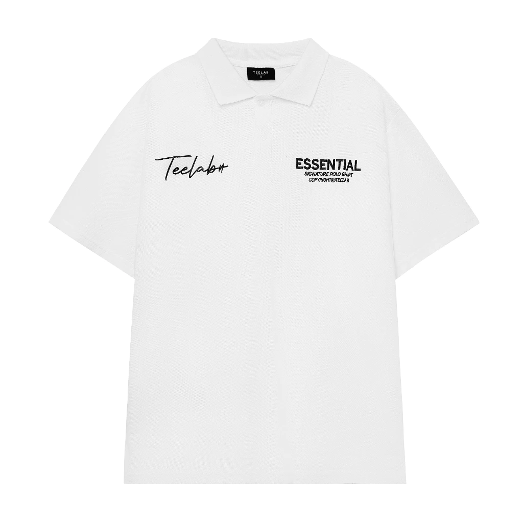Áo Polo Teelab Essential Unisex . Áo thun có cổ in chữ essentinal  nam nữ mặc cực chất