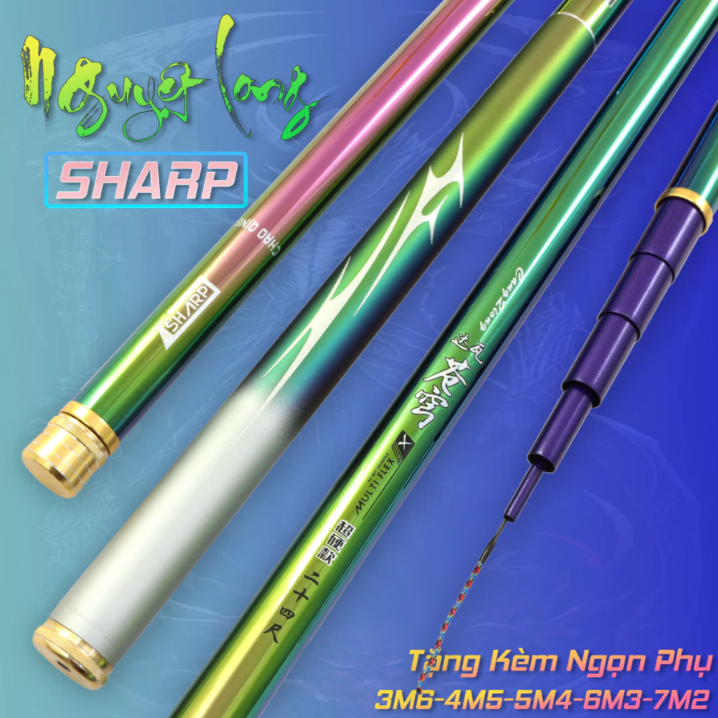 Cần câu tay Nguyệt Long SHARP 5H - Chính Hãng Tặng Kèm Đọt Phụ - BB23