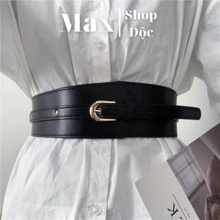 Đai váy da thắt lưng 2 lớp Corset bản to 7.5cm ảnh cho váy sang chảnh đai nịt bụng Maxshopdoc DV27 belt da váy nữ blazer