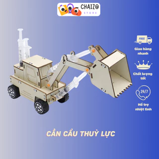 Đồ chơi thông minh cho trẻ em mô hình lắp ghép gỗ 3D cần cẩu thuỷ lực theo phương pháp STEM