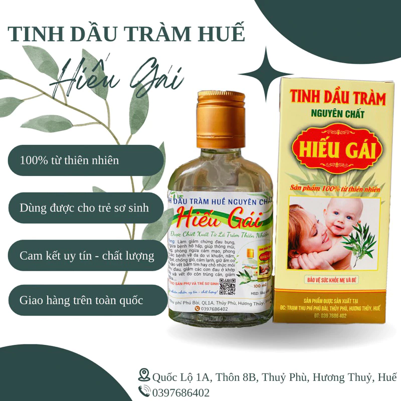 TINH DẦU TRÀM NGUYÊN CHẤT  HUẾ HIẾU GÁI - CHAI 100ML