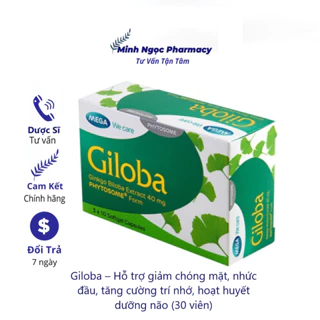 GILOBA 40 - GILOBA 120 Mega We Care - Cao lá bạch quả Ginkgo giloba - bổ não - HỘP 30 VIÊN