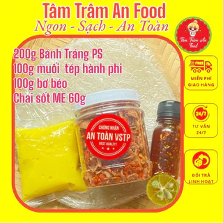 250gam  Bánh Tráng Phơi Sương + 200g muối tôm trộn tép + 190g Bơ vàng/trắng + sốt me (10+)