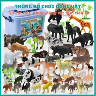 Thùng Đồ Chơi Động Vật 58 Chi Tiết, Mô Phỏng Thế Giới Động Vật Thời Tiền Sử