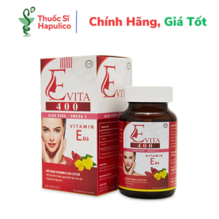 Viên Uống Đẹp Da Vitamin E - Evita 400 - Giúp Da Trắng Sáng, Đẹp Da, Mờ Các Vết Thâm Sẹo, Nám Tàn Nhang - Hộp 60 Viên