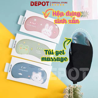 Bịt mắt ngủ kèm gel massage, che mắt ngủ chống chói mắt bảo vệ mắt họa tiết dễ thương cute kèm hộp giấy cao cấp