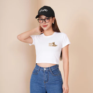 Áo croptop trắng in hình - Áo croptop ôm thời trang - Loza G0046