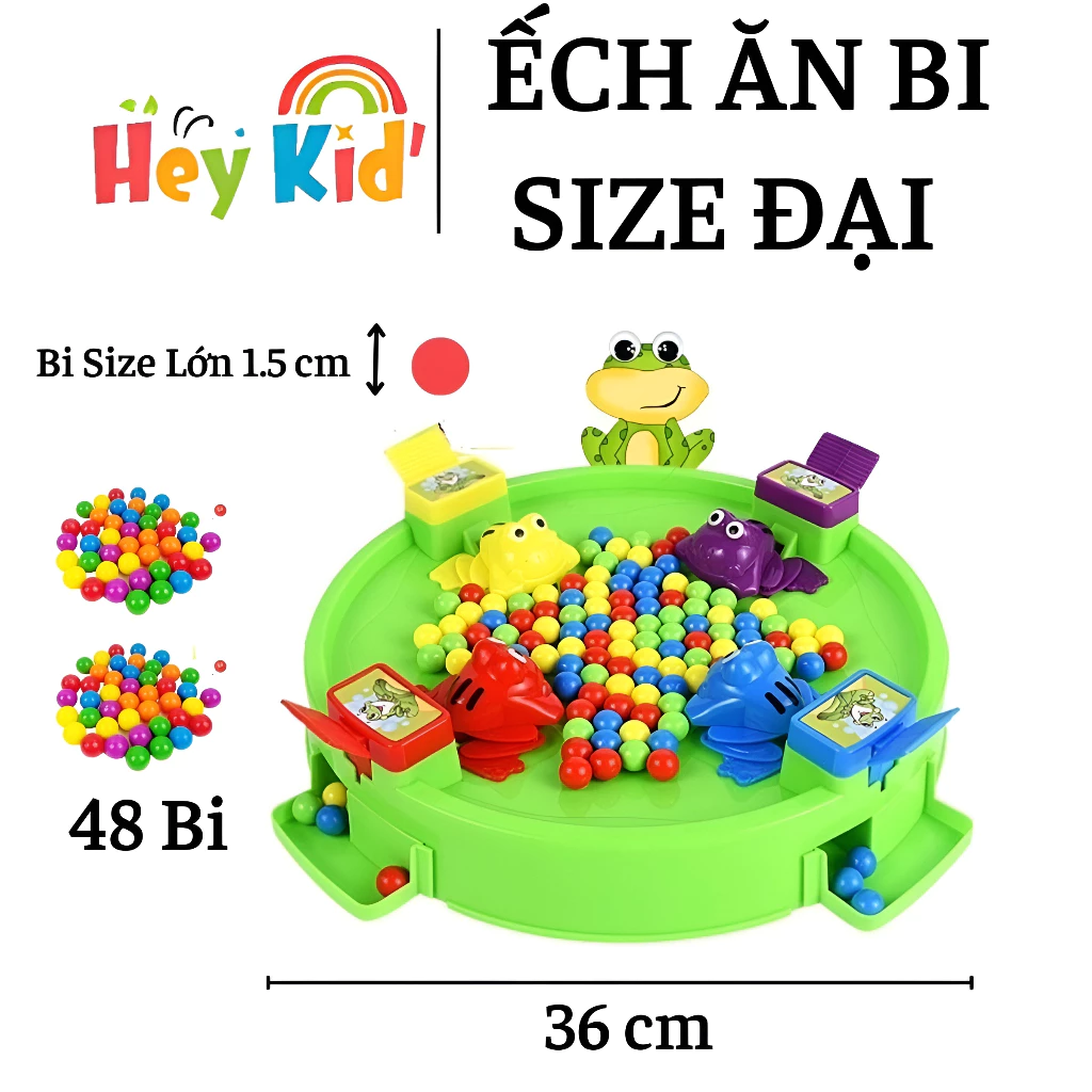 Đồ chơi cho bé Ếch ăn bi size lớn sẵn 24, 48 bi làm quà tặng cho bé HeyKid