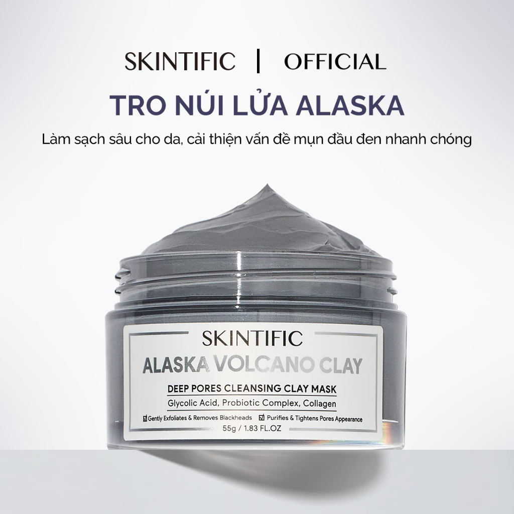 Mặt nạ đất sét tro núi lửa Alaska giúp làm sạch sâu SKINTIFIC 55g (đơn lẻ)