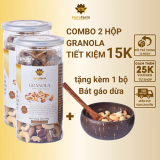 Combo 2 hộp Granola siêu hạt ngũ cốc giảm cân dinh dưỡng ăn sáng thêm hạt macca Hotafarm nguyên vị premium 500g