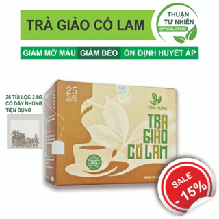 TRÀ GIẢO CỔ LAM - An Thái Hưng (Hộp vuông: 25 túi lọc x 2.5g) hỗ trợ hạ mỡ ma'u, giảm cân an toàn