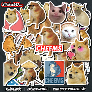 Sticker MeMe Cheems 🌈𝑭𝒓𝒆𝒆𝒔𝒉𝒊𝒑 Sticker Dán Mũ Bảo Hiểm, Dán Vali, Đàn Guitar - Hình Dán Chống Thấm Nước - Cắt sẵn CHA23