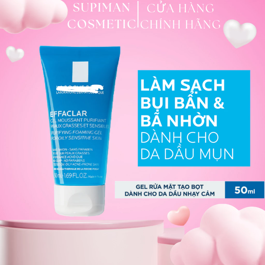 Sữa Rửa Mặt La Roche Posay Dạng Gel Giảm Mụn, Kiềm Dầu Effaclar Foaming Gel 50ml