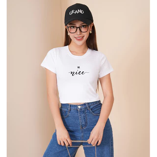 Áo croptop trắng in chữ - Áo croptop ôm body - Loza G0049