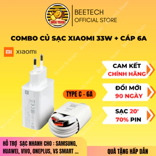 Combo Củ Sạc Xiaomi 33W + Cáp Sạc Type C 6A , Hỗ Trợ Sạc Nhanh Turbo Cho Mọi Điện Thoại