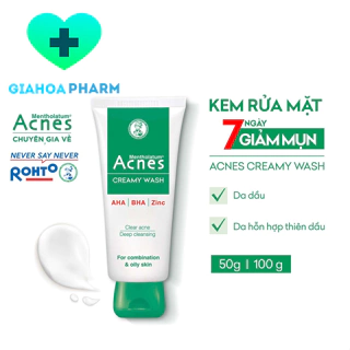 Kem rửa mặt Acnes Creamy Wash giúp giảm mụn, kiềm dầu, sạch bã nhờn, tế bào chết, phục hồi da, sạch sâu lỗ chân lông