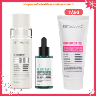 [Khuyến mại]Combo xóa mụn thâm dưỡng trắng Detox blanc (Detox mask 150ml+Peel acnes H 30ml tặng sữa rửa mặt 150ml)