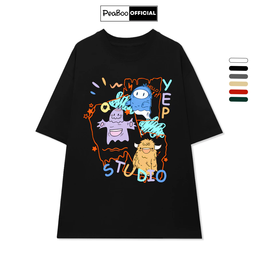 Áo Thun Nữ, Áo Phông Unisex By PEABOO Mã TN Yep Studio Chất Cotton Thoáng Mát Form Rộng Tay Lỡ Cho Nam Nữ