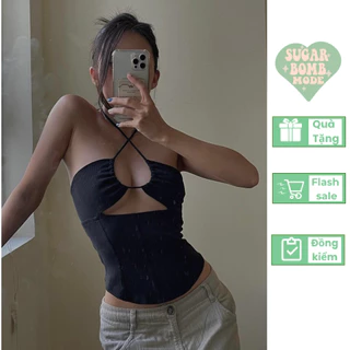 Aó Croptop Yếm Khoét Ngực Sexy Cột Dây Tôn Dáng Trendy Thời Trang Nữ Sugarbomb.mode