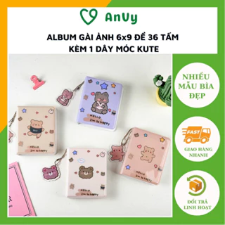 Collect book album ảnh mini bìa da Pu hình gấu cute kèm 1 móc khóa cute đựng 36 ảnh 6x9, lomocard Kho album ảnh Anvy