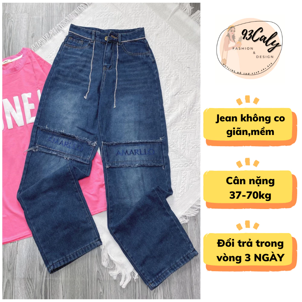 [BIGSIZE 70kg] Quần Jean Nữ suông lưng cao ống rộng,Quần bò thêu gối trơn ống to cạp cao TẶNG KÈM XÍCH Xu hướng 2023 HOT