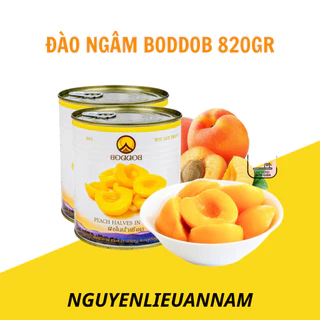 Đào ngâm BODDOB lon 820gr giòn thơm, hàng chính  ngạch