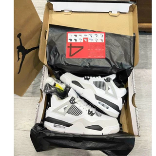 Giày Thể Thao Nam Nữ, Giày Bóng Rổ Jordan 4 Retro White Gray , JD4 Trắng Xám (Full Box)