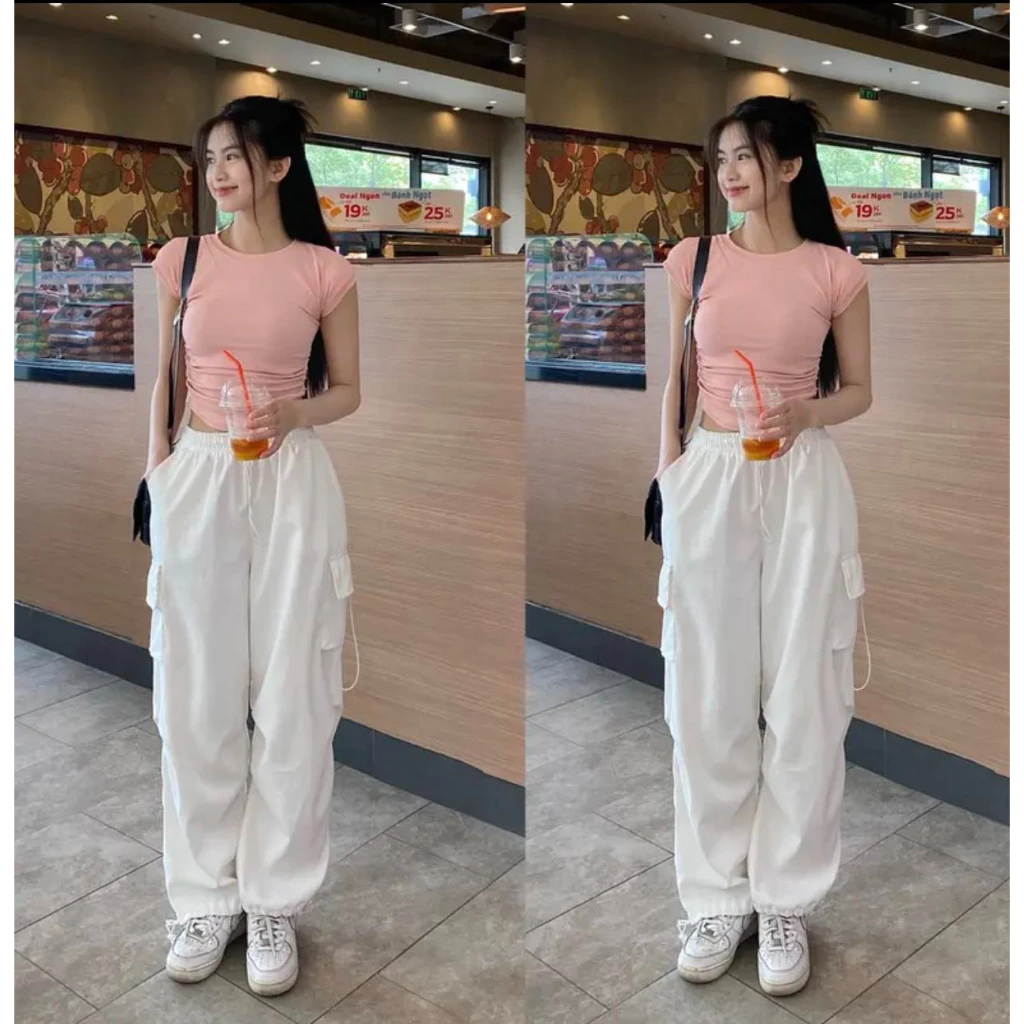 Quần Ống Rộng Nữ Rocky Túi Hộp Phong Cách Hàn Quốc