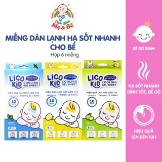 Miếng dán hạ sốt nhanh Licokid cho bé - hạ sốt, giảm đau, làm mát cơ thể (Hộp 6 miếng)