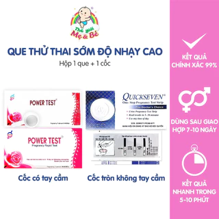 Que thử thai sớm Quickseven/Power Test (Hộp 1 Que + Cốc) - độ nhạy cao, chính xác, tiện lợi