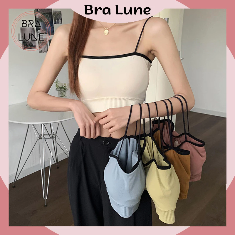 Áo bra nữ cotton dây mảnh thời trang BRALUNE, áo ống nữ mút mỏng có thể tháo rời mã 606