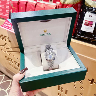 Đồng hồ đeo tay nữ, đồng hồ nữ ROLEX full hộp cao cấp, dây thép siêu sang chảnh, full bạc viền xoản thời trang, cực đẹp