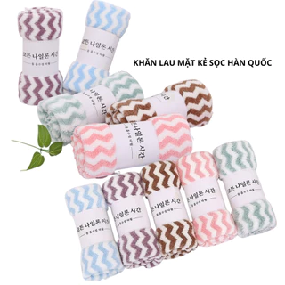 Khăn lau mặt kẻ sọc Hàn Quốc sợi bông siêu mềm đa năng 30x50cm