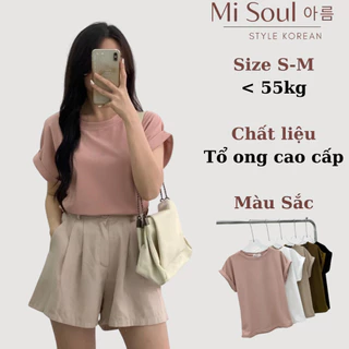 Áo Tay Hến Nữ Cổ Tròn Misoul,Áo Thun Tổ Ong Tay Hến Chất Liệu Tổ Ong Cao Cấp 198