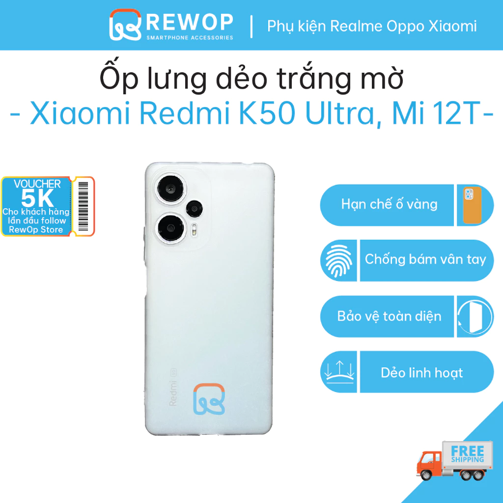 Ốp Lưng Xiaomi Note 12 Turbo, Note 13 Pro, 13 Pro+ - Trắng mờ nhám, Bảo vệ camera, chống bám vân tay, chống trơn tuột