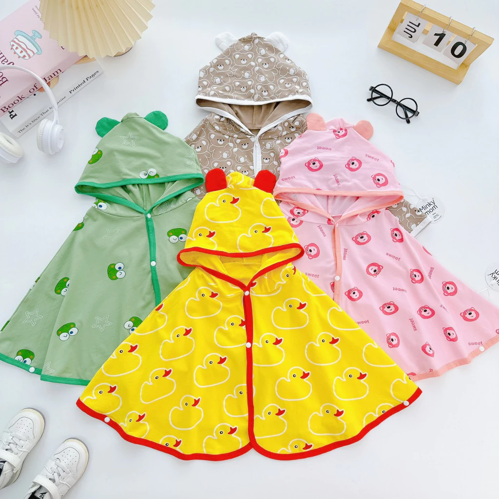 Áo Choàng Chống Nắng COTTON 100% MINKY MOM In Hình Toàn Thân Dễ Thương Cho Bé AN-04